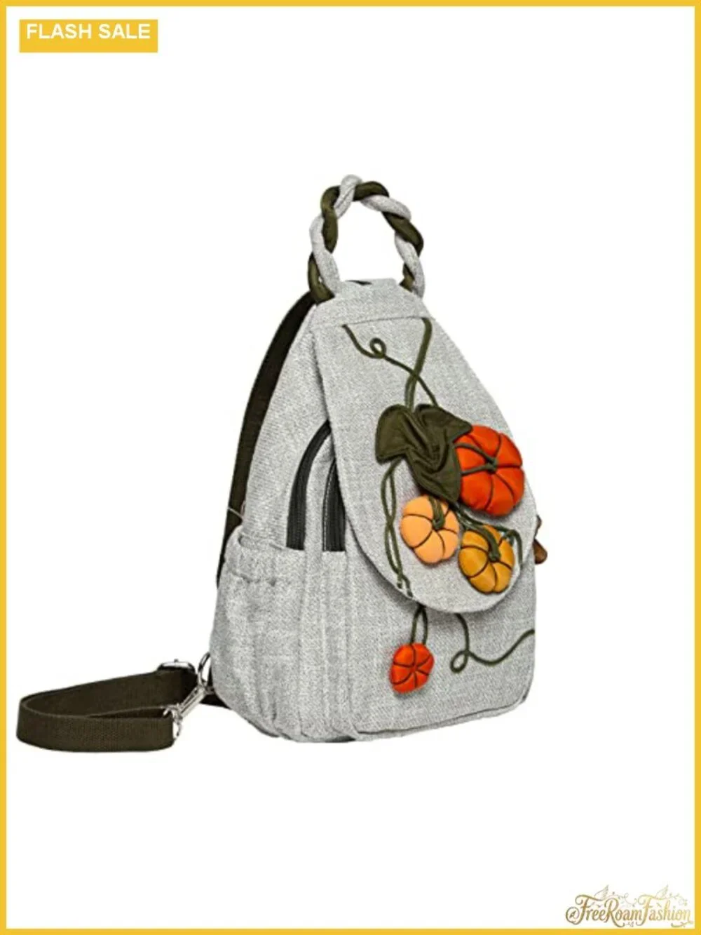 Handwoven Canvas Convertible Backpack Lightweight Ladies Shoulder Chest Bag